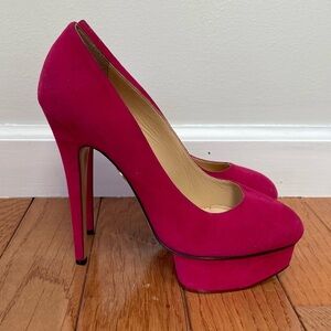 Charlotte Olympia Dolly platform heels pink suede‎ size 40